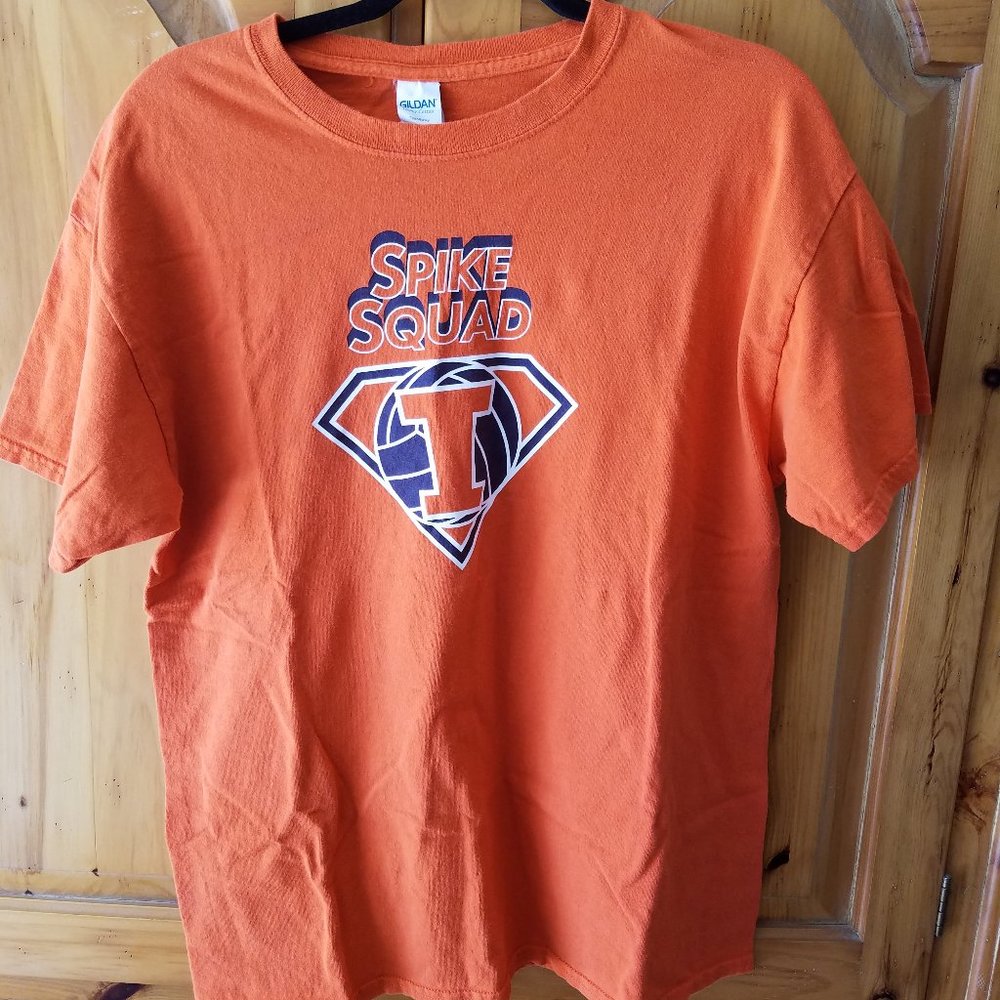 Vintage Illinois Spike Squad TShirt Fighting Illini Volleyball NCAA Orange Large